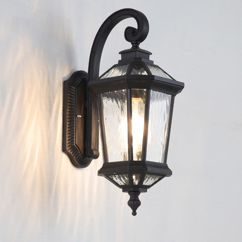 Waterproof Glass Octagon Cylinder 1-Light Wall Sconce Lamp