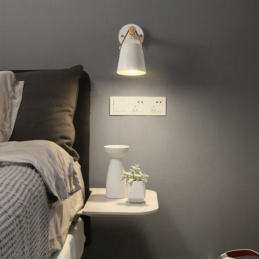 Minimalist Wood Iron Cylinder 1-Light Wall Sconce Lamp