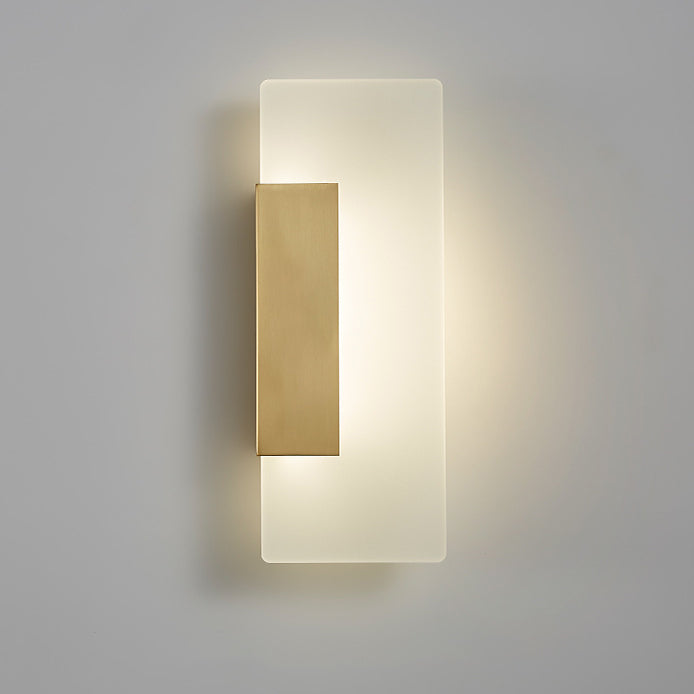 Luxury Full Copper Rectangular Acrylic LED Wall Sconce Lamp