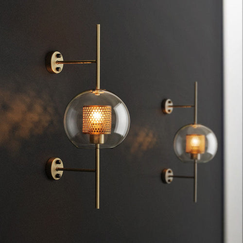 Iron Frame Spherical Glass Shade 1-Light Wall Sconce Lamp