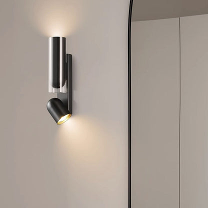 Rotatable Cylinder Metal Glass 2-Light Wall Sconce Lamp