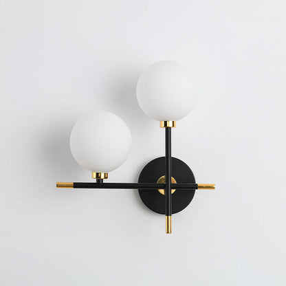 Scandinavian Glass Orb Iron 2-Light Wall Sconce Lamp