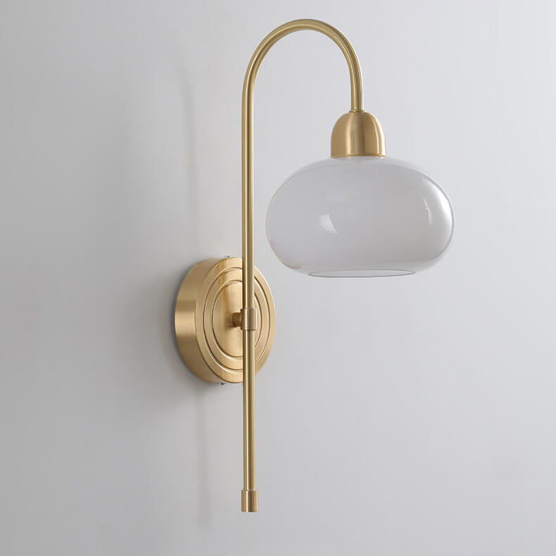 Modern Luxury Brass Glass Dome 1-Light Wall Sconce Lamp