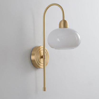 Modern Luxury Brass Glass Dome 1-Light Wall Sconce Lamp