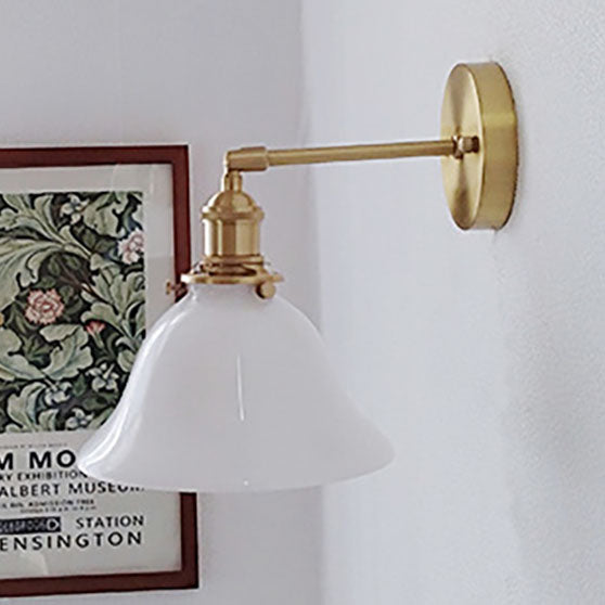 Glass Iron Copper Green Cone 1-Light Wall Sconce Lamp