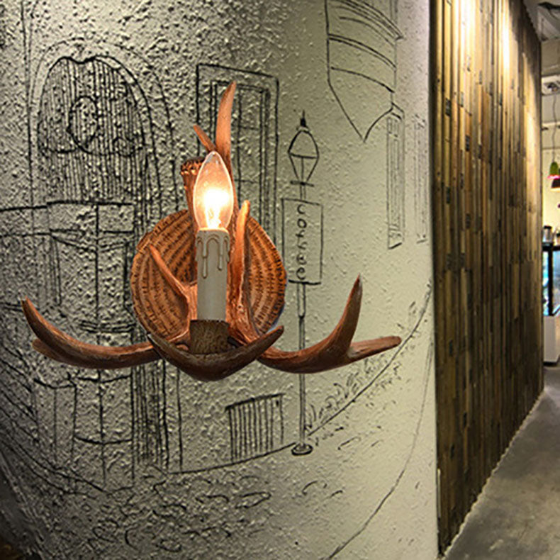 Traditional European Antler Resin 1-Light Wall Sconce Lamp