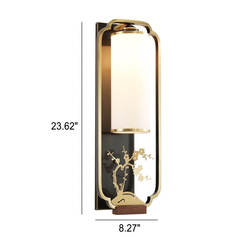 New Copper Glass Column Ring 1-Light Wall Sconce Lamp