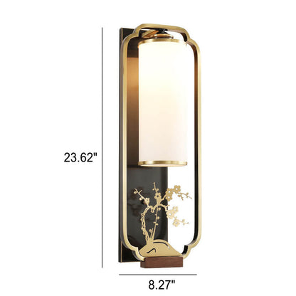 New Copper Glass Column Ring 1-Light Wall Sconce Lamp