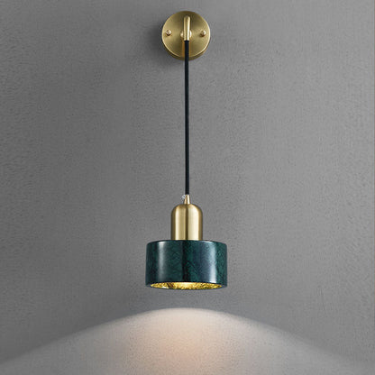 Minimalist Cylinder Iron Marble 1-Light Wall Sconce Lamp