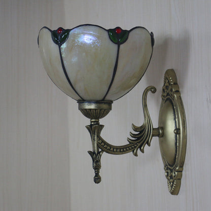 Tiffany Milk Yellow Glass Gem Bowl 1-Light Wall Sconce Lamp