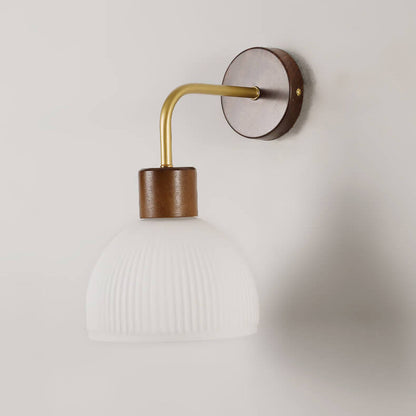Japanese Glass Semicircle Shade 1-Light Wall Sconce Lamp