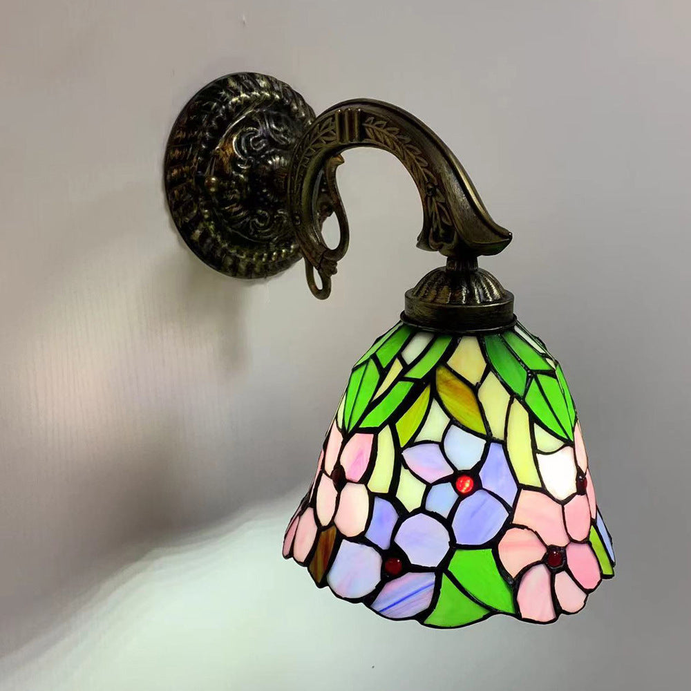 Tiffany Zinc Alloy Stained Glass 1-Light Wall Sconce Lamp
