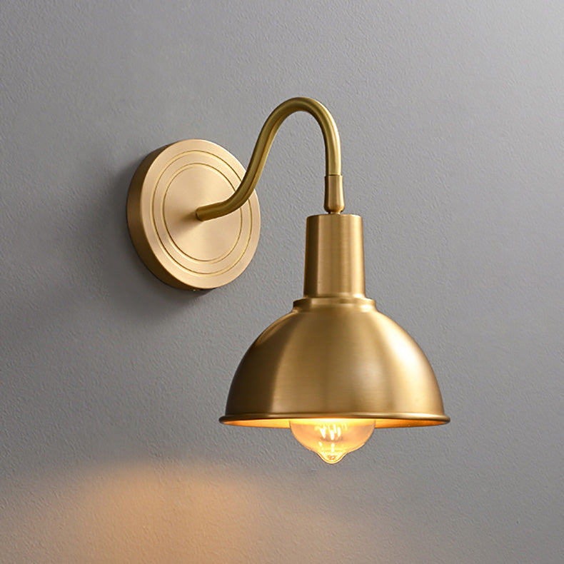 Full Copper Semicircle Shade 1-Light Wall Sconce Lamp