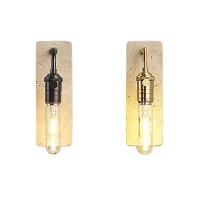 Retro Travertine Brass Round 1-Light Wall Sconce Lamp