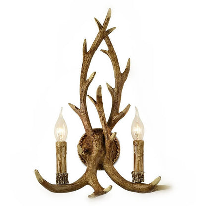 Industrial Resin Retro Antler 2-Light Creative Wall Sconce Lamp