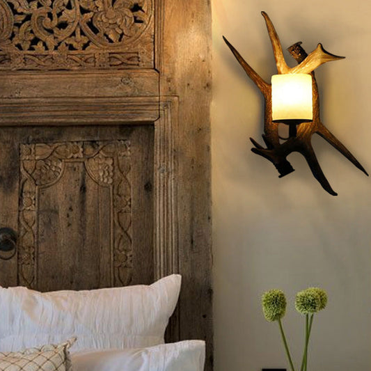 Traditional Resin Iron Antler 1/2 Light Wall Sconce Lamp