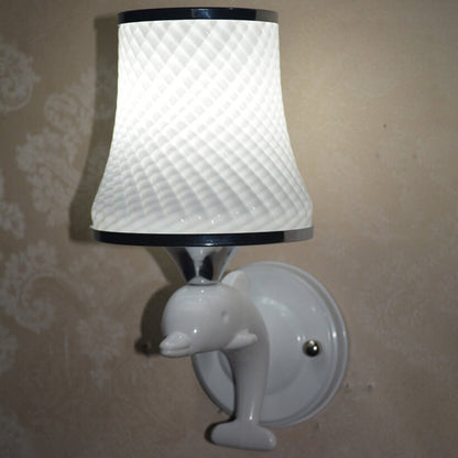 Glass Dolphin Decoration Design 1-Light Wall Sconce Lamp