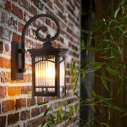 Square Carved 1-Light Outdoor Waterproof Wall Sconce Lamp