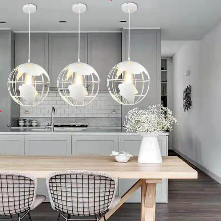 Earth Shaped Metal Lampshade 1-Light Globe Pendant Light