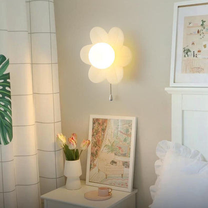 Modern Minimalist Cream Flower Resin LED Wall Sconce Lamp