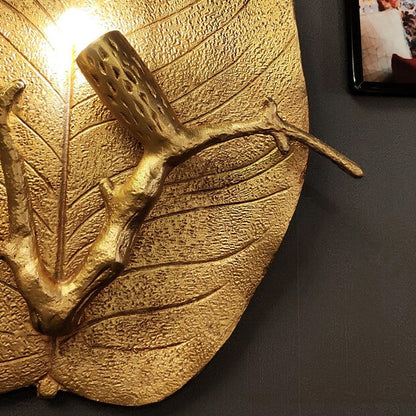 Retro Leaf Full Copper 1-Light Wall Sconce Lamp