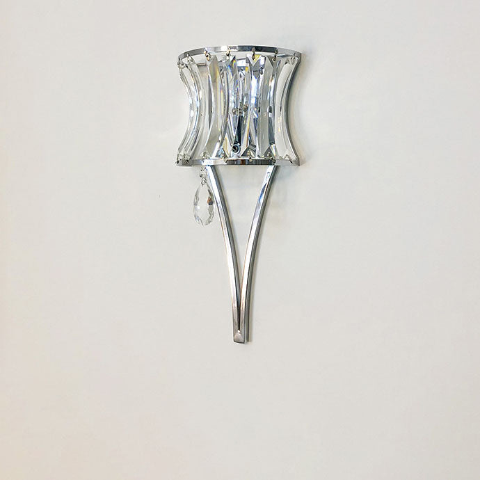 Prismatic Clear Crystal Shade Iron 1-Light Wall Sconce Lamp