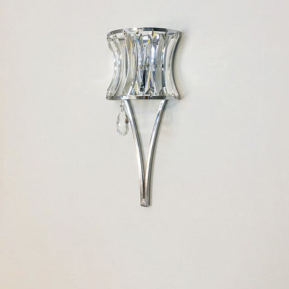 Prismatic Clear Crystal Shade Iron 1-Light Wall Sconce Lamp