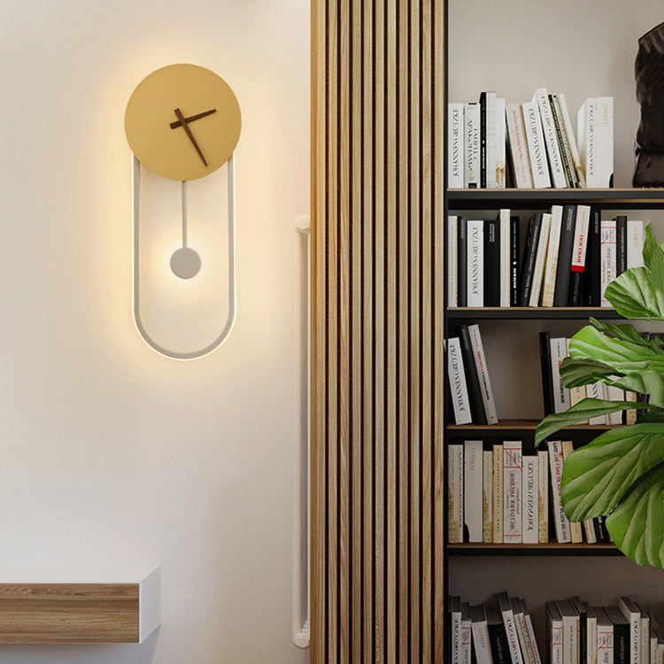 Scandinavian Clock Shape Iron Acrylic LED Wall Sconce Lamp