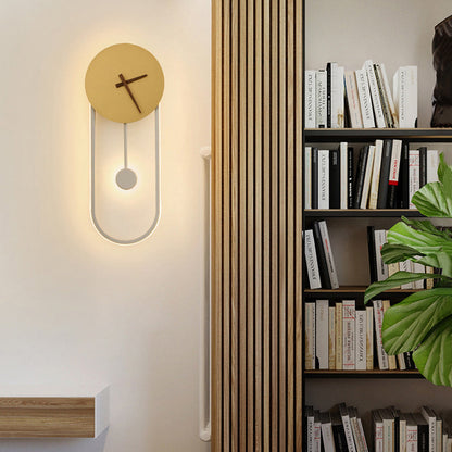 Scandinavian Clock Shape Iron Acrylic LED Wall Sconce Lamp