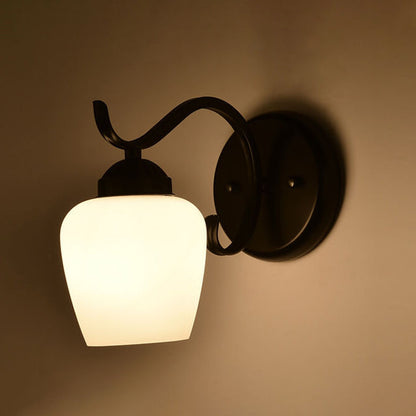 Retro Rustic Iron Glass 1-Light Wall Sconce Lamp
