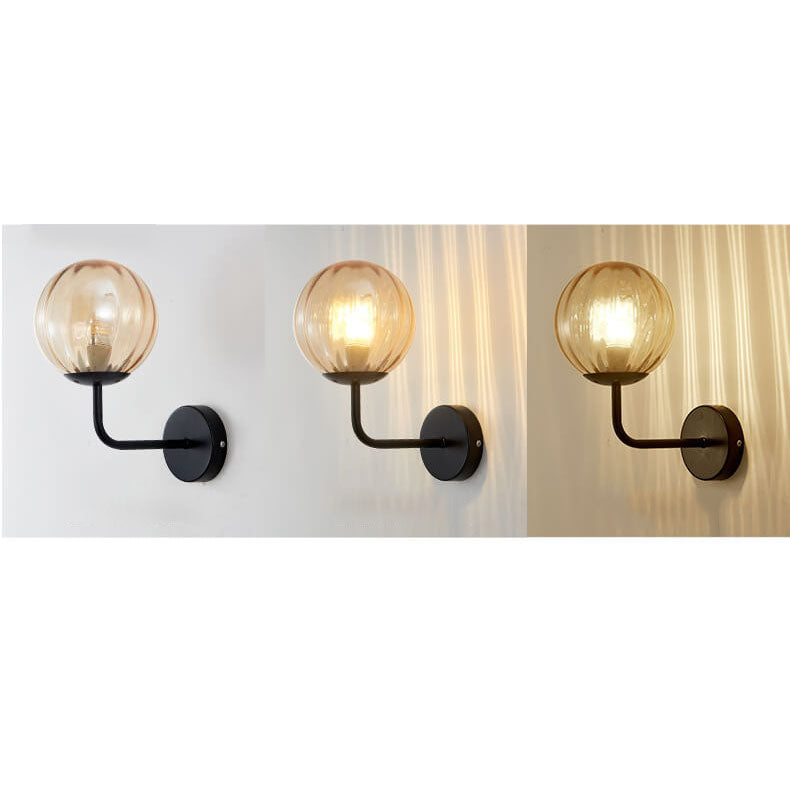 Luxury Round Ball Iron Glass 1-Light Wall Sconce Lamp