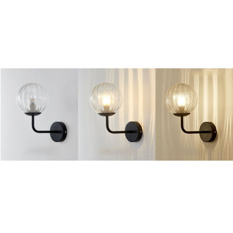 Luxury Round Ball Iron Glass 1-Light Wall Sconce Lamp