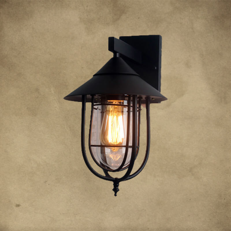 Iron Lantern Indoor Outdoor 1-Light Wall Sconce Lamp