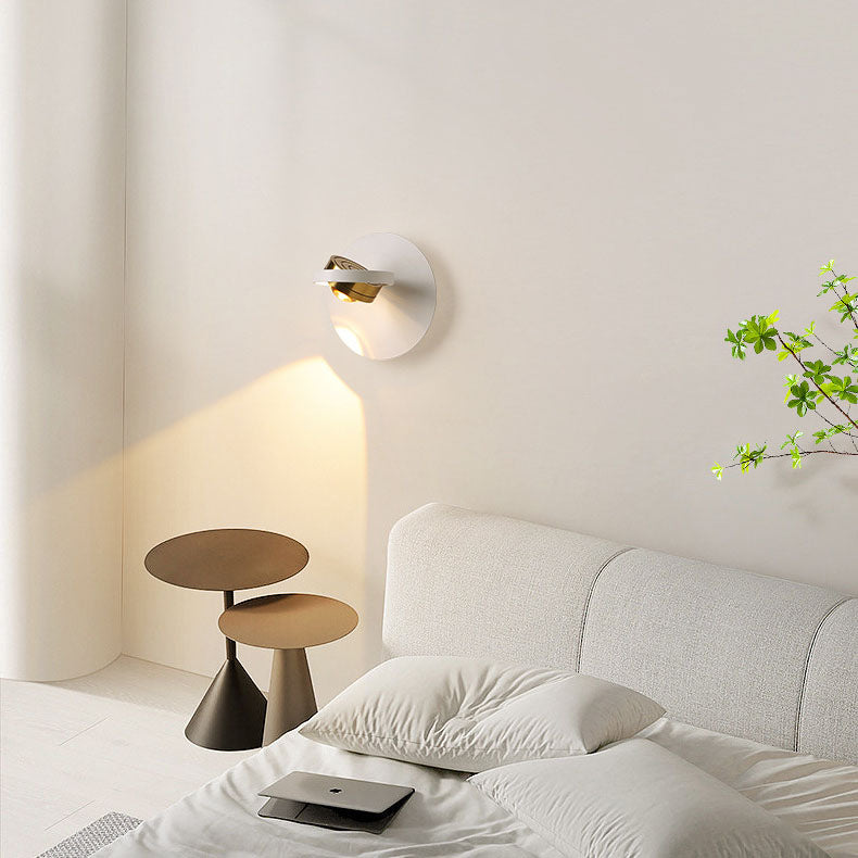 Round Iron Aluminum Rotatable LED Wall Sconce Lamp