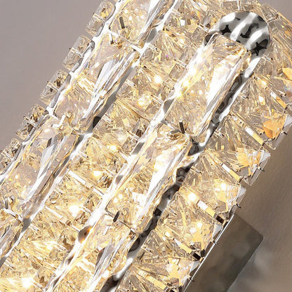 Stainless Crystal Elliptical Strip LED Wall Sconce Lamp