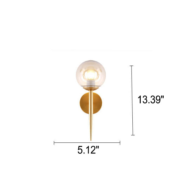 Glass Round Ball Shade Long Pole 1-Light Wall Sconce Lamp