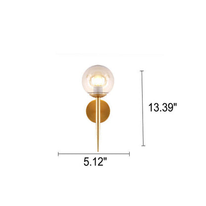 Glass Round Ball Shade Long Pole 1-Light Wall Sconce Lamp