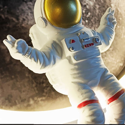 Round Lunar Astronaut Hardware Resin LED Wall Sconce Lamp