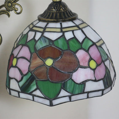 Tiffany Alloy Iron Stained Glass 1-Light Wall Sconce Lamp