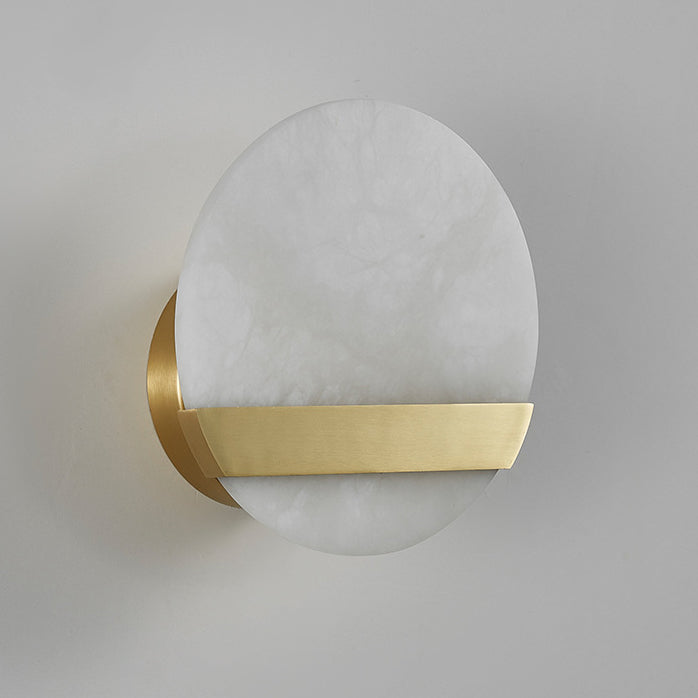 Luxury Copper Marble Round V Letter LED Wall Sconce Lamp