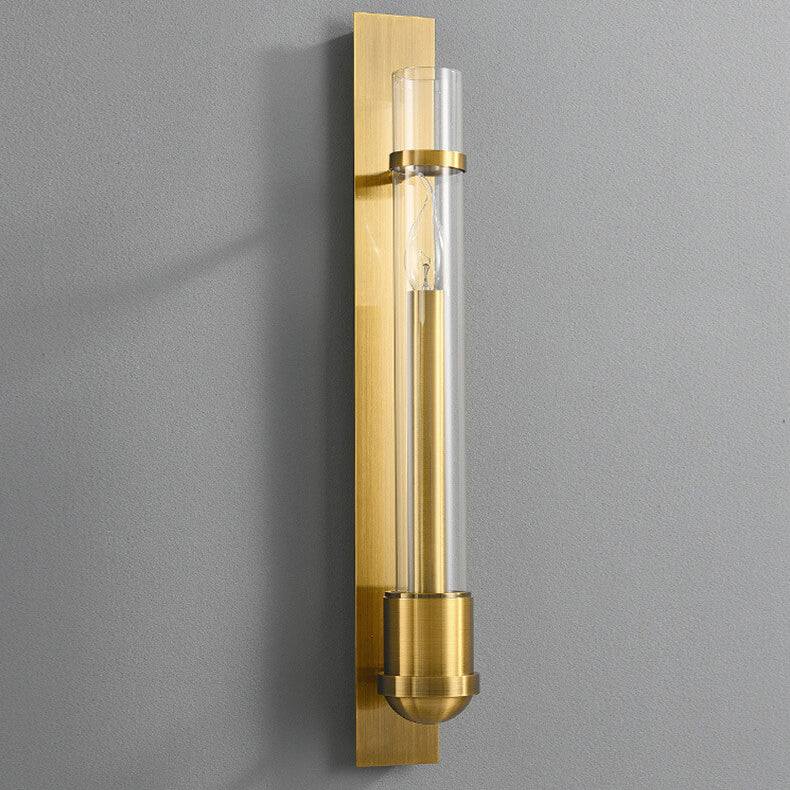 Golden Finish Frame Glass Cylinder LED Wall Sconce Lamp