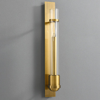 Golden Finish Frame Glass Cylinder LED Wall Sconce Lamp
