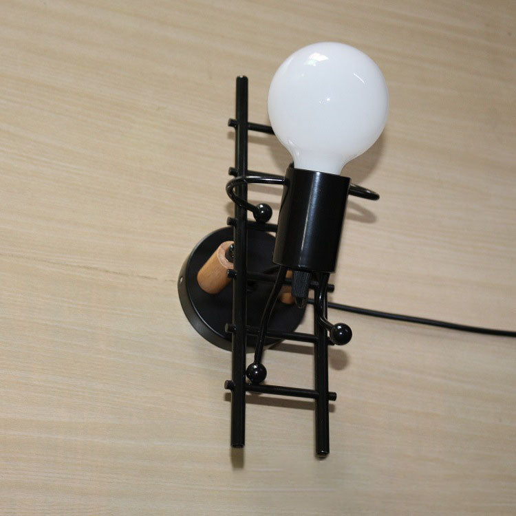 Little People Climbing Stairs Iron 1-Light Wall Sconce Lamp