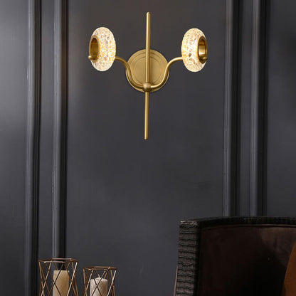 Light Luxury Brass Glass Circle 1/2 Light Wall Sconce Lamp