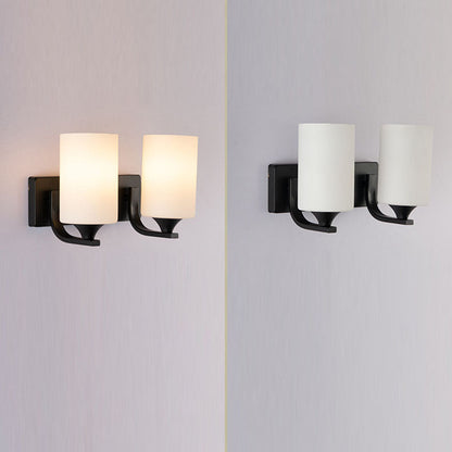 Simplicity Cylinder Iron Glass 1/2 Light Wall Sconce Lamp