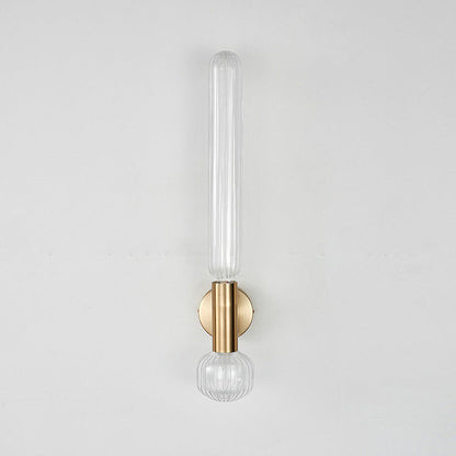 Minimalist Cylinder Striped Glass Iron LED Wall Sconce Lamp
