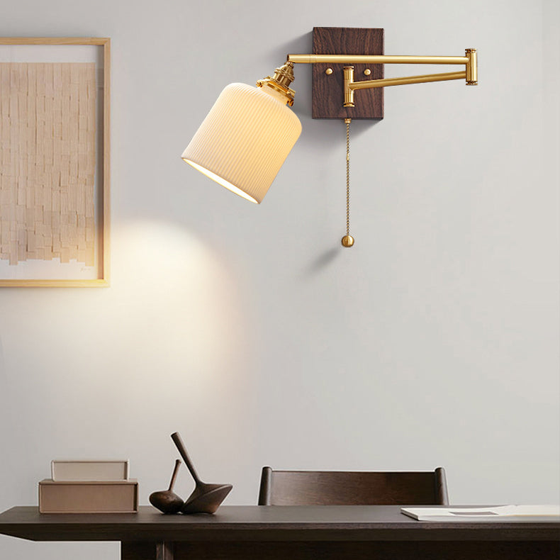 Japanese Grain Full Copper Ceramic 1-Light Wall Sconce Lamp