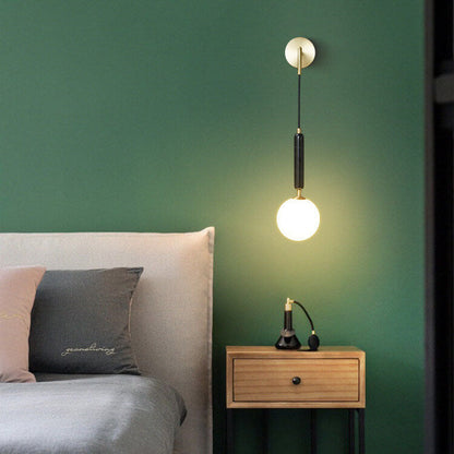 Ball Shade Marble Arm Hanging 1-Light Wall Sconce Lamp