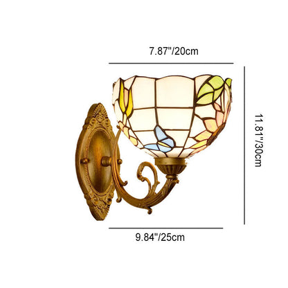 European Tiffany Glass Metal 1-Light Wall Sconce Lamp