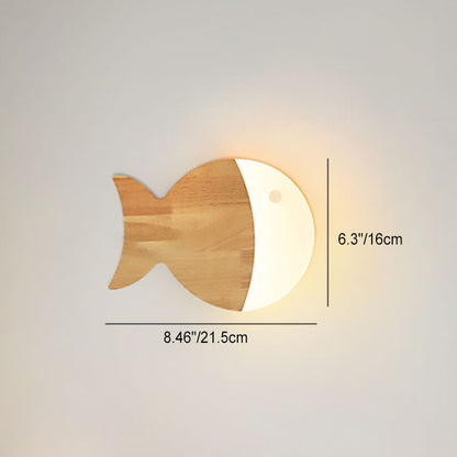 Nordic Creative Wood Art Small Fish LED Wall Sconce Lamp